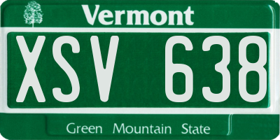 VT license plate XSV638