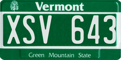 VT license plate XSV643
