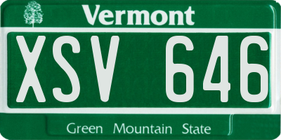 VT license plate XSV646