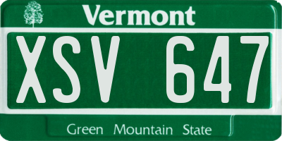 VT license plate XSV647