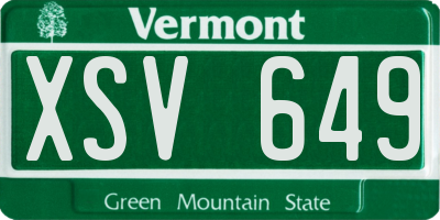 VT license plate XSV649