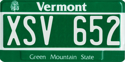 VT license plate XSV652
