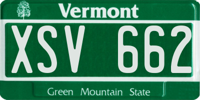 VT license plate XSV662