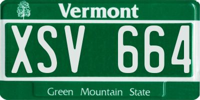 VT license plate XSV664
