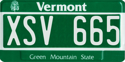 VT license plate XSV665