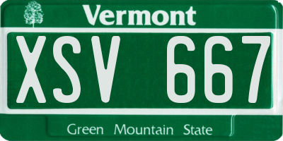 VT license plate XSV667