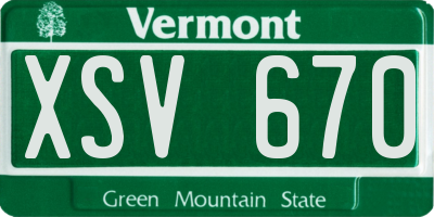 VT license plate XSV670