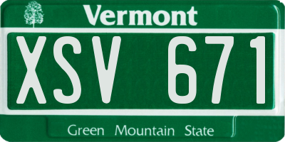 VT license plate XSV671