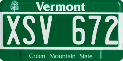 VT license plate XSV672