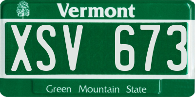 VT license plate XSV673