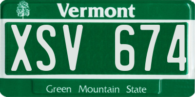 VT license plate XSV674