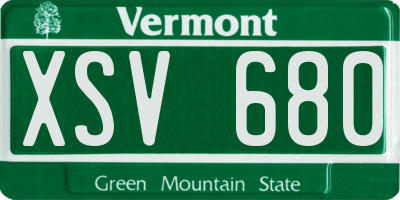 VT license plate XSV680