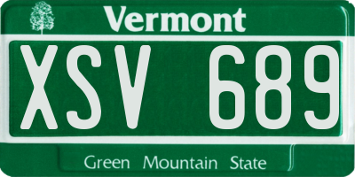 VT license plate XSV689
