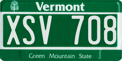 VT license plate XSV708