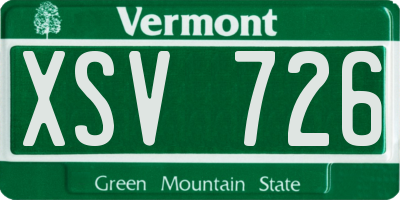 VT license plate XSV726