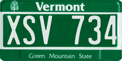 VT license plate XSV734