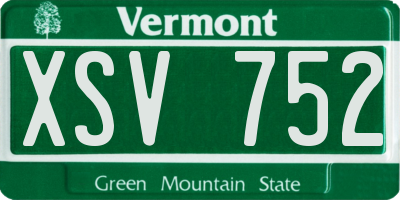 VT license plate XSV752
