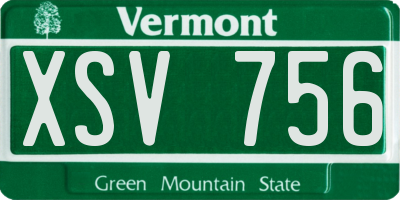 VT license plate XSV756