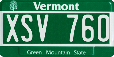 VT license plate XSV760
