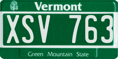 VT license plate XSV763