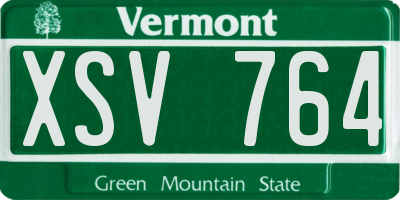 VT license plate XSV764