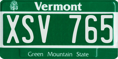VT license plate XSV765