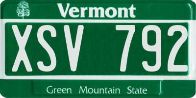 VT license plate XSV792