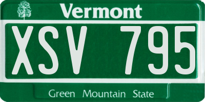 VT license plate XSV795