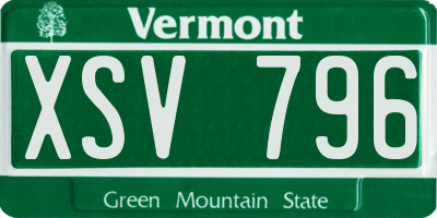 VT license plate XSV796