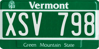 VT license plate XSV798