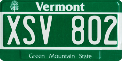 VT license plate XSV802