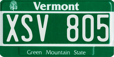 VT license plate XSV805