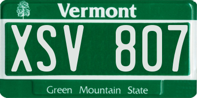 VT license plate XSV807