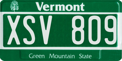 VT license plate XSV809