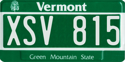 VT license plate XSV815