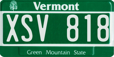 VT license plate XSV818