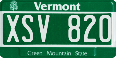 VT license plate XSV820