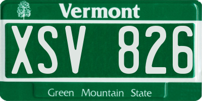 VT license plate XSV826