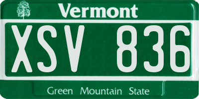 VT license plate XSV836
