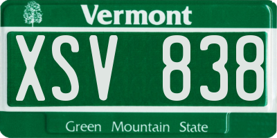 VT license plate XSV838