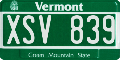 VT license plate XSV839