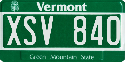 VT license plate XSV840
