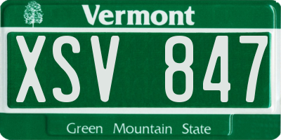 VT license plate XSV847