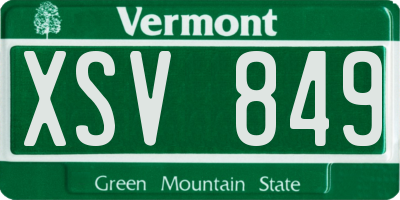 VT license plate XSV849