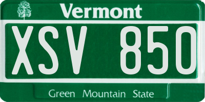 VT license plate XSV850