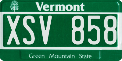VT license plate XSV858