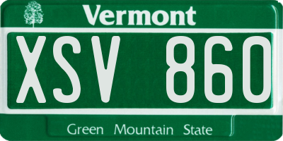 VT license plate XSV860