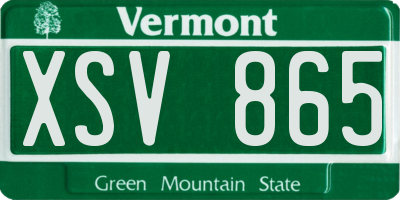 VT license plate XSV865