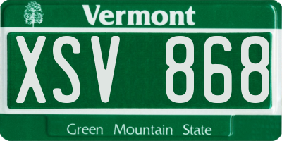 VT license plate XSV868