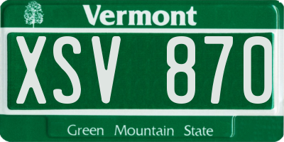 VT license plate XSV870